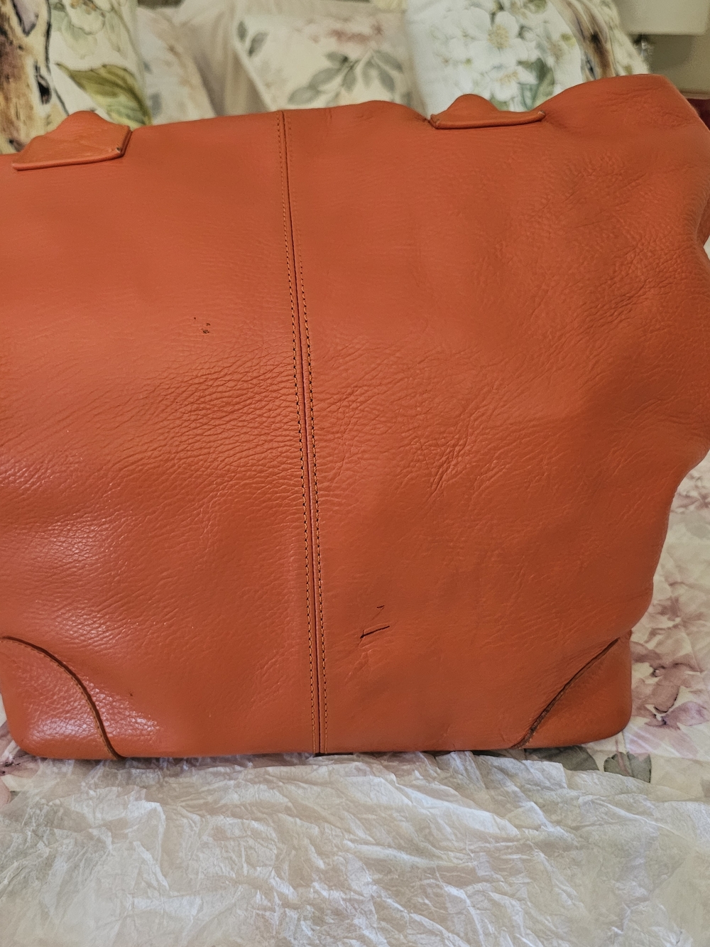Orange Leather Tote Bag - Classic Carryall - Picture 11 of 11